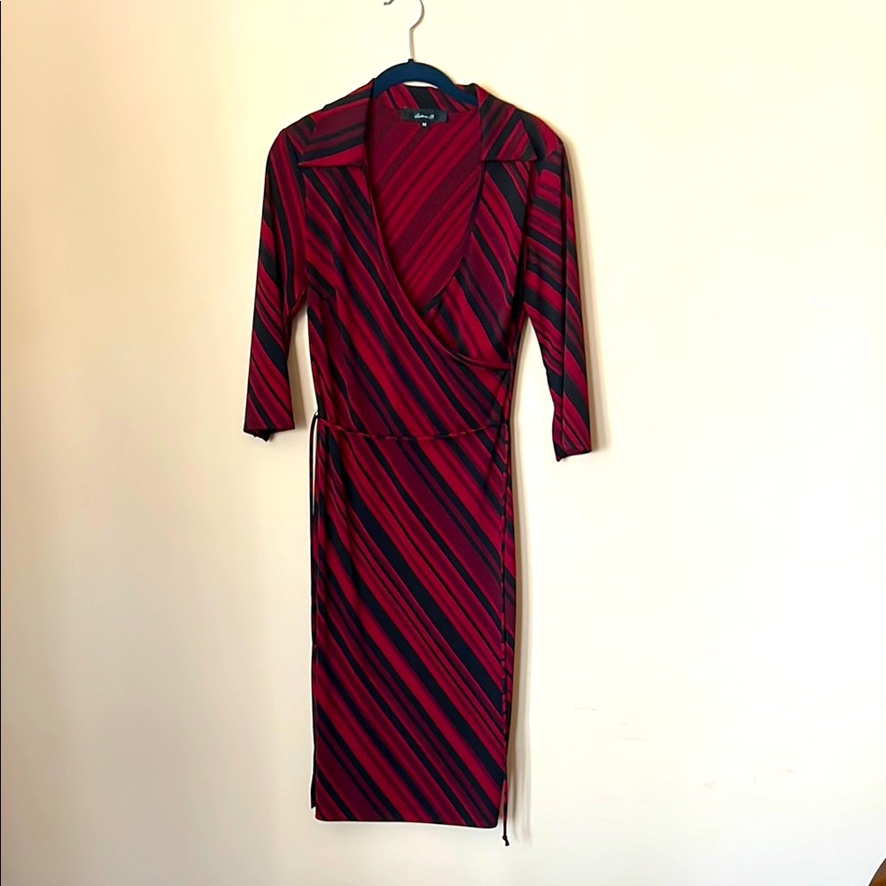 Vintage Arden B Elegant Red and Black Striped Dress